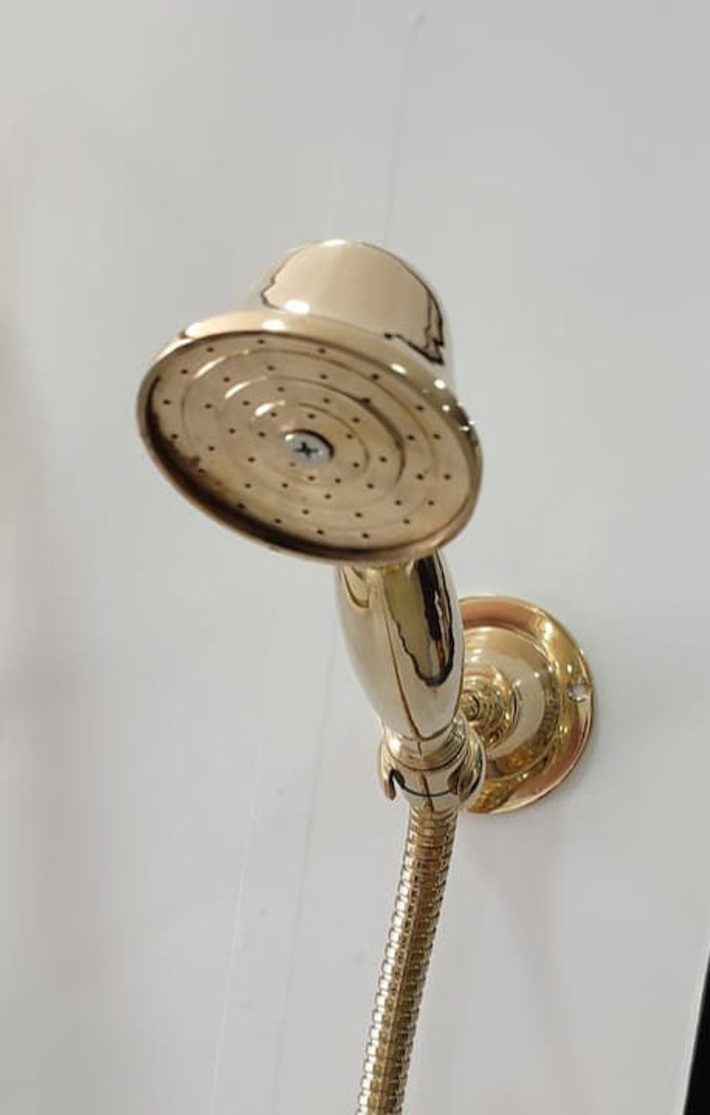Brass Exposed Pipe Wall Mount Shower With Rainfall Shower Head , Solid