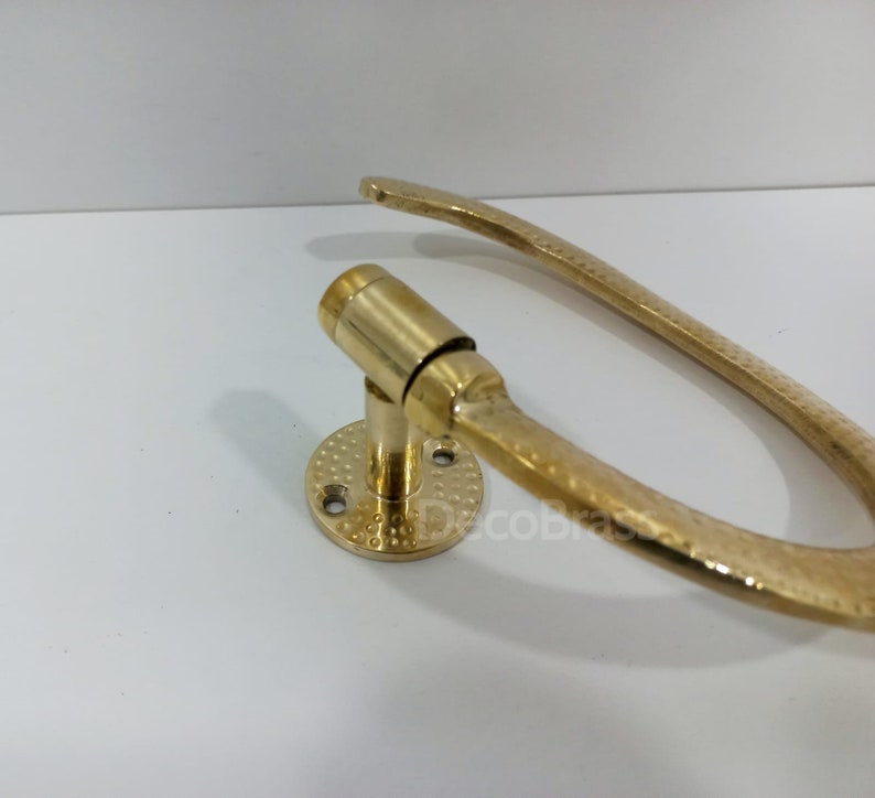 Brass Hammerd Towel Holder, Antique Brass Towel Holder, Unlacquered