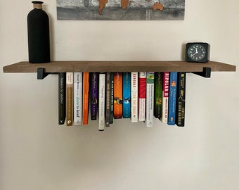 Rustic Hanging Bookshelf: Weathered Wood Bookcase