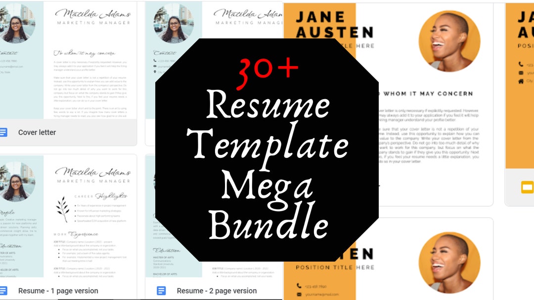 30+ Resume Template Bundle | Google Docs - Etsy