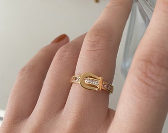 Vintage Gold Plated Zircon Ring Elegant, Birthday Gift, Gift for HER 8