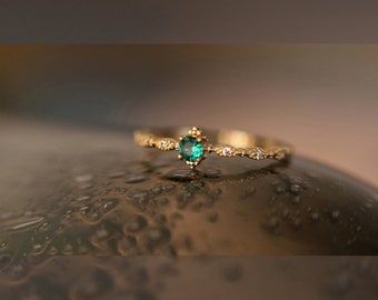 Smaragde Ring, Sterling Silber 14K Vintage Eleganter Ring,Brautjungfer Geschenke,Jubiläumsgeschenk,Geburtstag Geschenk, Geschenk für SIE  40