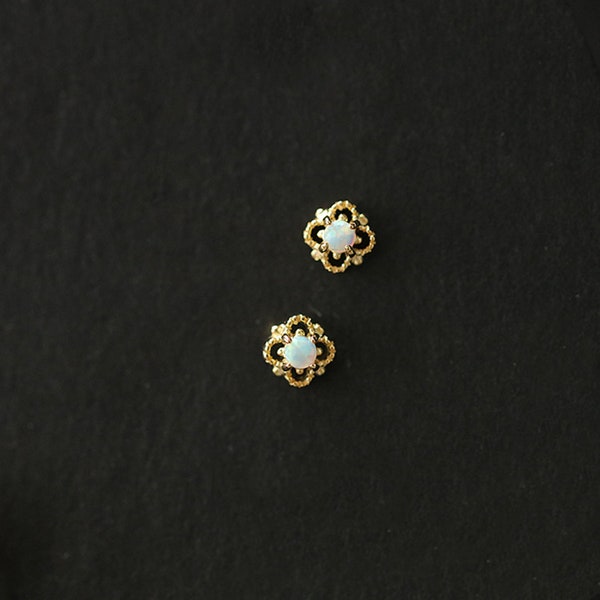 S925 Vintage Ausschnitt Rhombus Opal Gold Ohrstecker als Geschenk 14