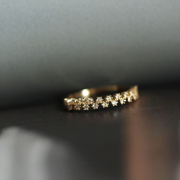 S925 Gold Diamant Pavé-Ring - Feine Handwerkskunst, Klassisches Design 0