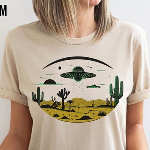 Desert Shirt, Cactus T-Shirt, Alien Tee, Desert Cactus T-Shirts, Area 51 Shirt, Gift For Him, Desert Camping Shirt, Desert Life Shirts
