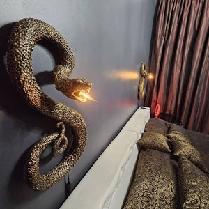 Set of two Magic  Snake serpent sign, animal wall sconce pet led light, witchcraft and wizardry, Wizard custom snake led sign