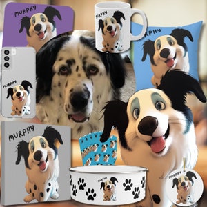 Custom Digital Cartoon Image of Your Pet, Use to Create  Custom Products, Mouse Pads, Phone Cases, Pillows, Mugs, Canvas Prints, Food Bowls