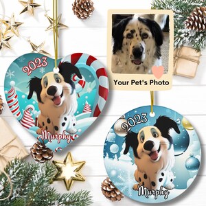 Christmas Pet Ornaments, Custom Cartoon Disney Style Character Using Your Photo, Holiday Decor, Gifts for Pet Lovers, Family and Friends