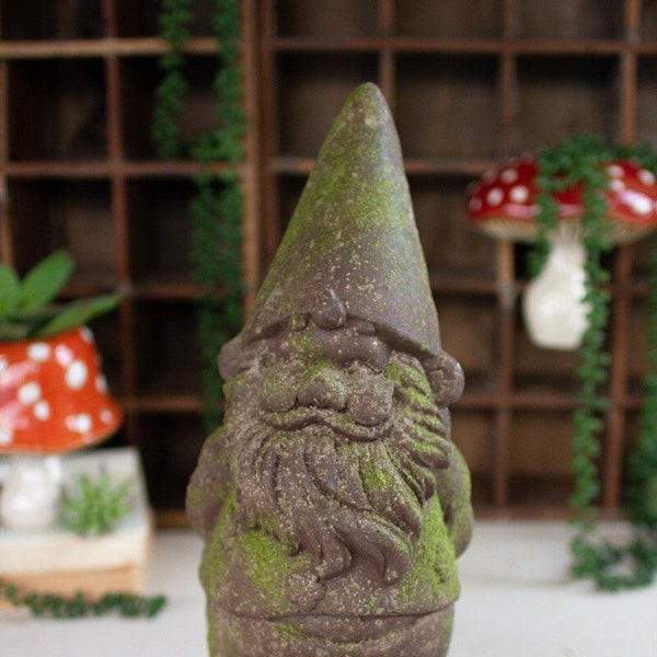 Aged Garden Gnome Statue Figurine Garden Yard Art Decor