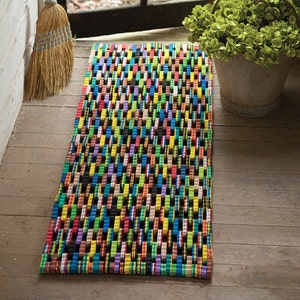 Large Colorful Rubber Recycled Flip Flop Door Mat Rug Entry Laundry Mudroom Eco Friendly Rectangle 20x48