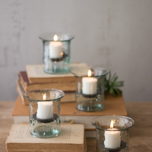 Blown Glass Candle Holder Etsy