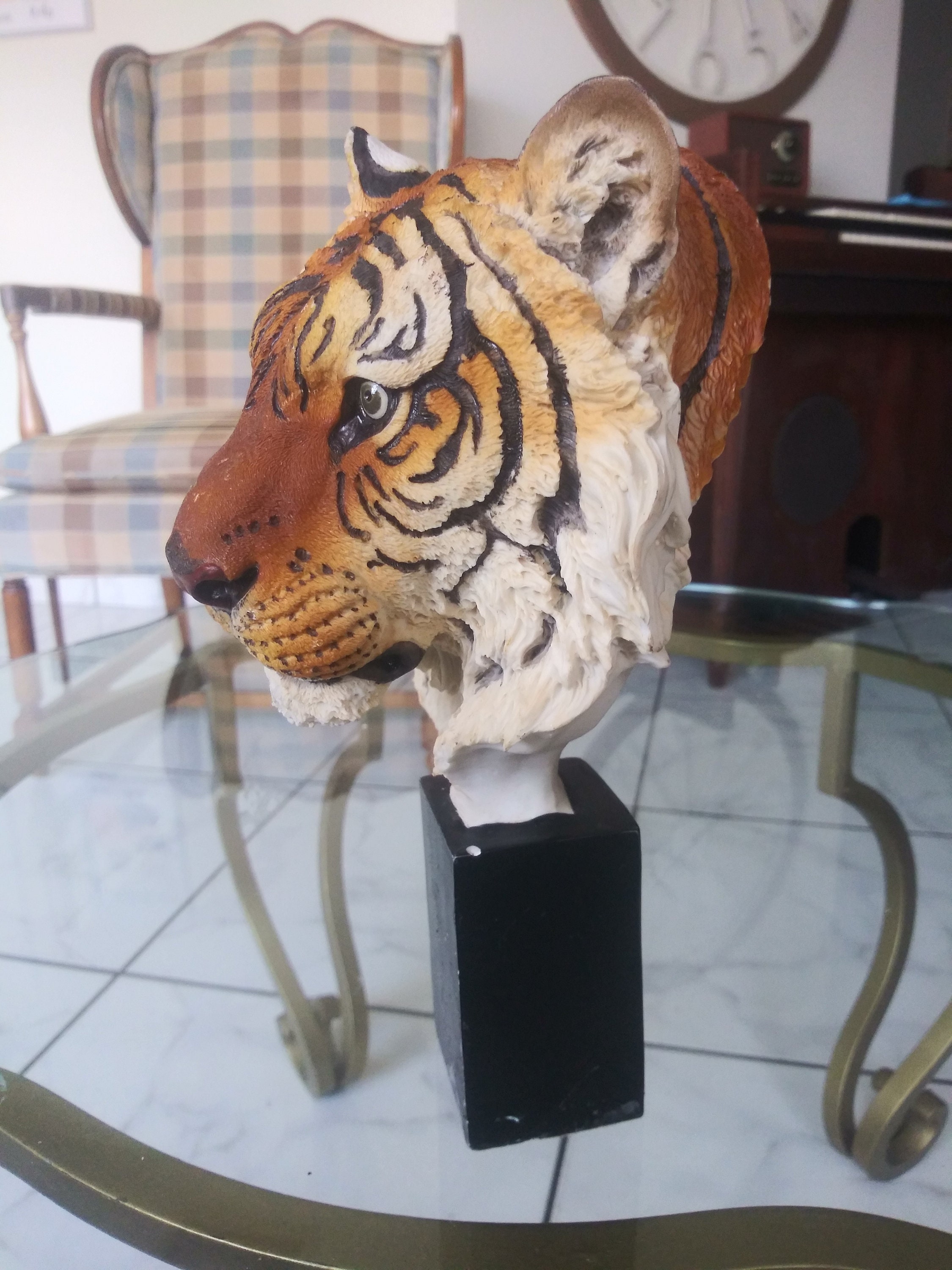 Tiger Head Sculpture Vintage Collectible Etsy