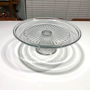 Clear Glass Pedestal Cake Dessert Stand Server - Vintage