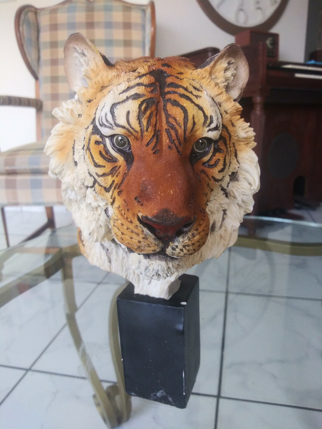 Tiger Head Sculpture Vintage Collectible Etsy