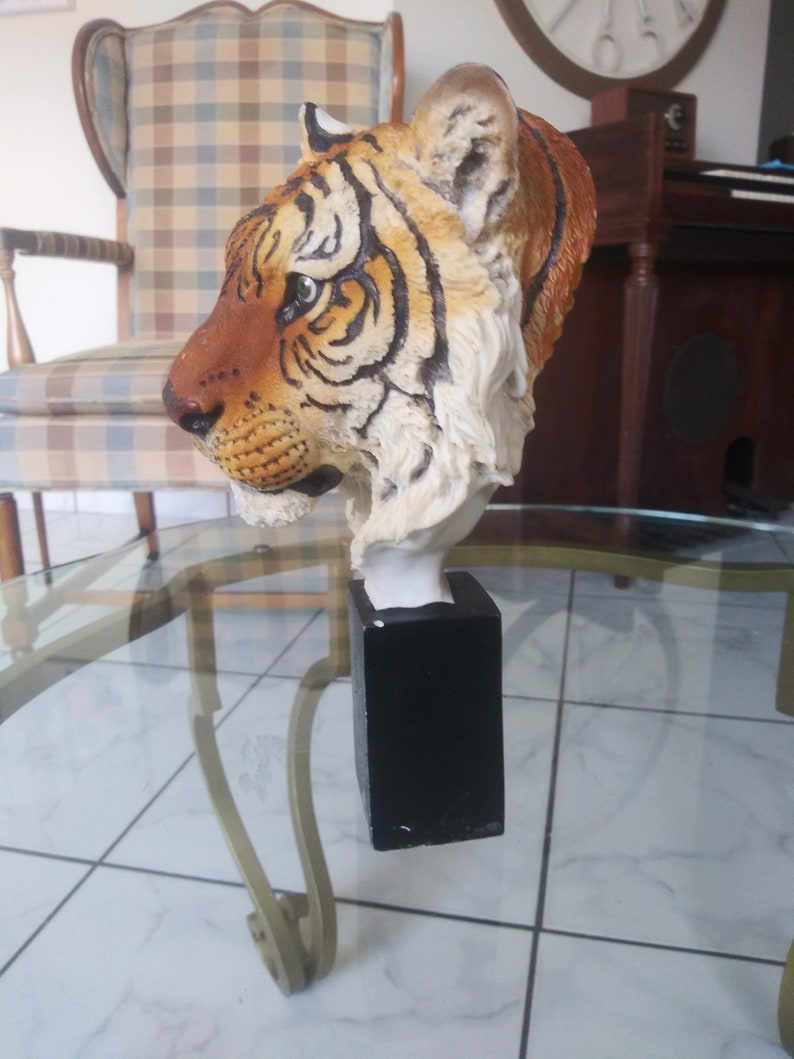 Tiger Head Sculpture Vintage Collectible Etsy