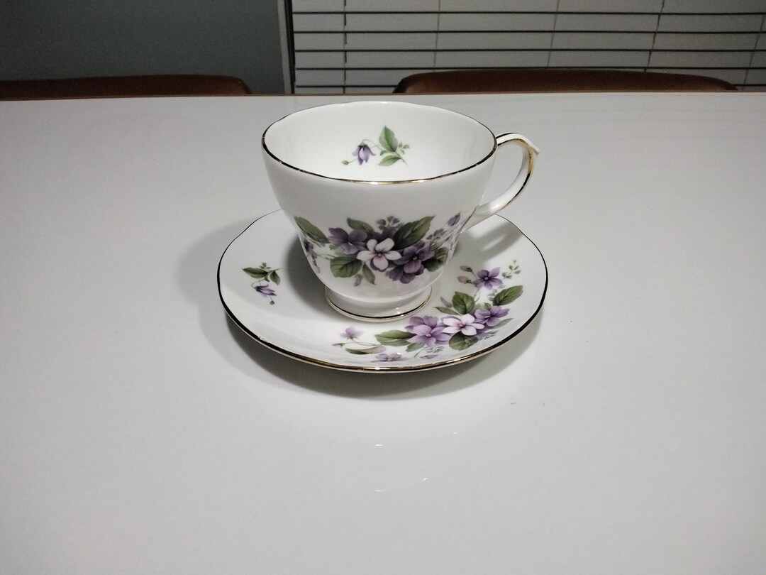 Teacup and Saucer Duchess Bone China Tivoli Violets Etsy