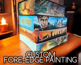 Custom Fore-Edge painting book, Hand Painted Pages, special edition book, Fantasy Book Lovers, Personalized Book Art, Book Gift High Detail