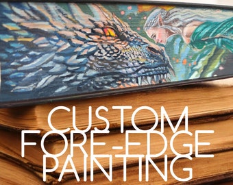 Custom Fore-Edge painting book, Hand Painted Pages, special edition book, Fantasy Book Lovers, Personalized Book Art, Book Gift High Detail