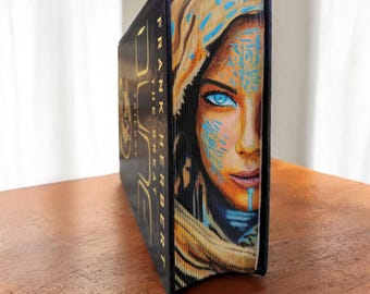 Dune Trilogy Book, 3 Hand-Painted Edges Hardcover, Custom Fore-edge Painting, Personalized Art Gift, Special Edition of Frank Herbert Books