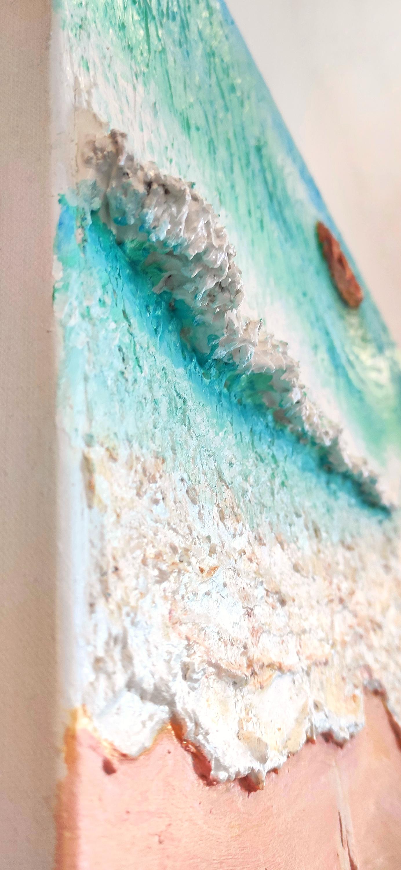 Photo inspiration: Custom Textured Wall Decors Reference: Happy Coast Painting Swimming Custom Texture Wall Art Abstract Summer
