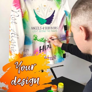 Custom Oversized Hand Painted Graffiti Jacket with Your Design, Customized White Women Streetwear With Lettering, Personalized items for Her