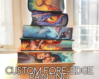 Custom Fore-edge Painting, sprayed edge books, special edition book, Hand painted pages books, fantasy book lovers, Personalised gift Book