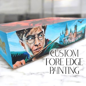 HP Vorderkantenmalerei berühmtes Buch, Exklusivbuch Harry Pottery, kundenspezifische personalisierte Buchmalereien, Taschenbuch, handgemachte sammelbare Bücher