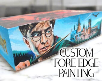 HP Fore-edge painting famous book, Exclusive book Harry Pottery, Custom Personalised Book Paintings, paperback, Handmade Collectable books