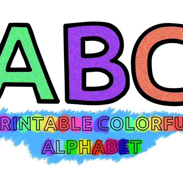 Printable Colorful Alphabet Letters Wall Decoration Teacher Resources Colorful Digital Download Classroom Decoration