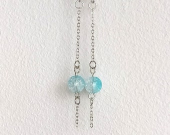 Beautiful earrings with beads made by hand in  blue crystal beads, handmade with good energy