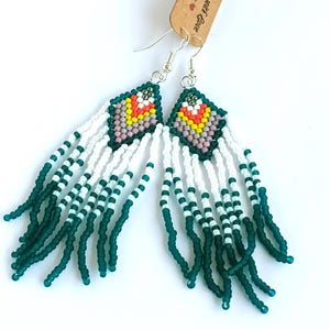 Boho Beaded Fringe Earrings, Lightweight Colorfull Statement Earrings, Handmade with Good Energy