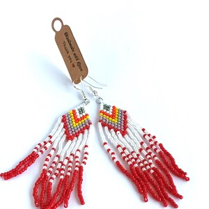 Boho Beaded Fringe Earrings, Lightweight Colorfull Statement Earrings, Handmade with Good Energy