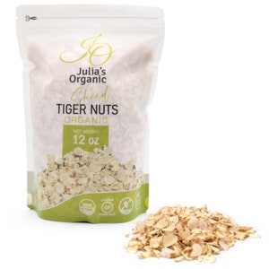 Sliced Tiger Nuts – Organic, Thin Cut, Raw & Gluten-Free | High Fiber | Protein Superfood | Smoothie | Cereal Topping | Julia’s Organic – 12