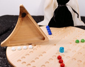 Maple Wahoo Board Game with Dice Tray and Marbles, Free Engraving