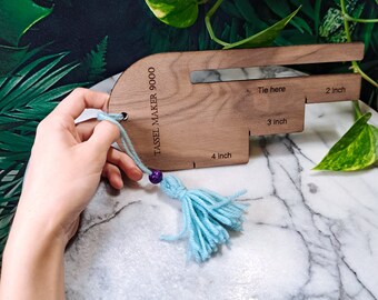 Hardwood Walnut Tassel Maker 9000 with Wool Tassel, Made in Canada