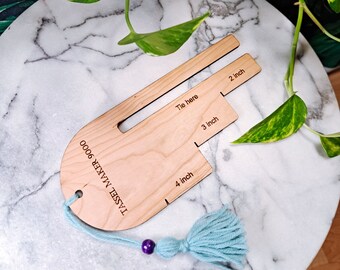 tassel maker made of solid hardwood cherry, real wood and wool, comes with a tassel, zero-plastic packaging, made in Canada