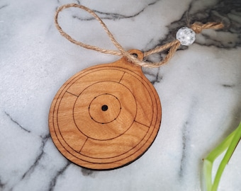 Cherry Hardwood Crokinole Board Ornament, Laser-Engraved 2024