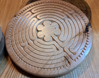 cherry hardwood finger labyrinth, 9-inch diameter, made in Quebec
