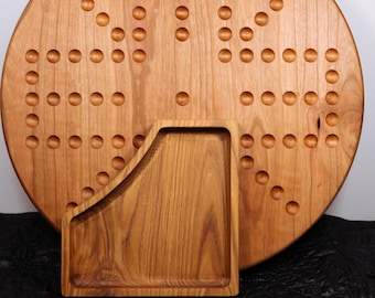 Cherry Hardwood Wahoo Game: 15-inch Board with Ash Dice Tray