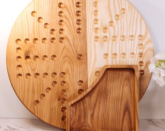 Handmade Ash Hardwood Wahoo Board Game with Dice Tray