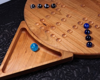 Cherry Wood Wahoo Board Game, Dice Tray, Marbles, Laser Engraving