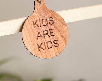Cherry Hardwood Kids Ornament, Laser-Engraved 2024