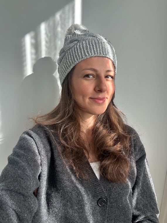 Handmade Chunky Knit Beanie: Gray Winter Hat - Etsy display picture 1