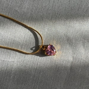 Dainty Zircon Heart Necklace: 18k Gold Plated Stainless Steel