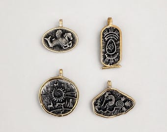 Ancient Symbol Pendant | Mythology Inspired Charm | Antique Silver Finish Necklace Pendant