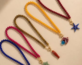Handmade Beaded Necklace, Ocean Inspired Pendant, Coastal Summer Jewelry