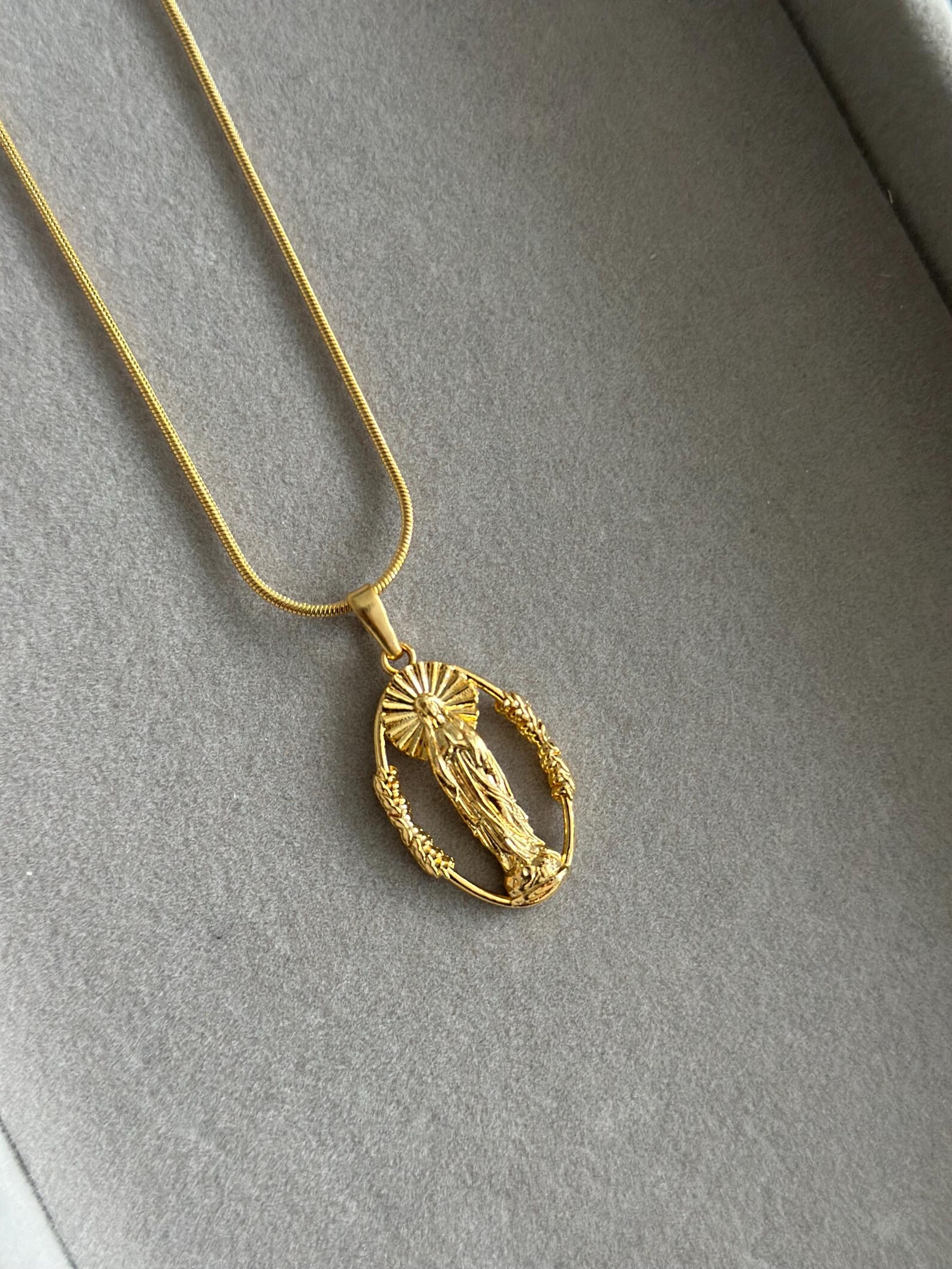 Gold Virgin Mary Medal Necklace • Catholic Religious Jewelry for Mother ...