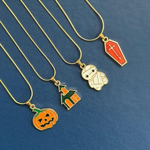 Halloween Necklace, Pumpkin Necklace, Ghost Necklace, Spooky Necklace, Witch Necklace, Halloween Gift, Halloween Jewelry, Skull Necklace