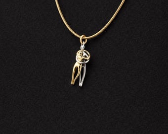 Abstract Couple Necklace Gold | Minimal Figure Pendant | Modern Love Jewelry Gift