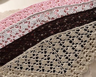 Handmade Crochet Bandana, Gift for Mom: Boho Cotton Scarf, Cottagecore Head Wrap